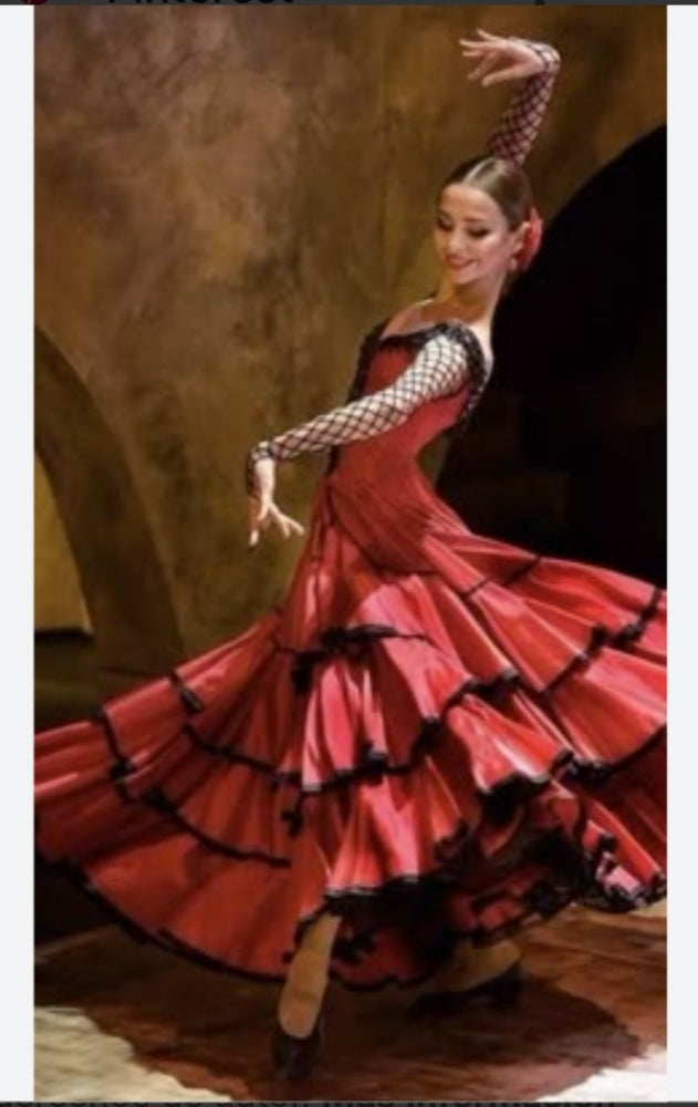 Flamenca con vestido rojo de volantes