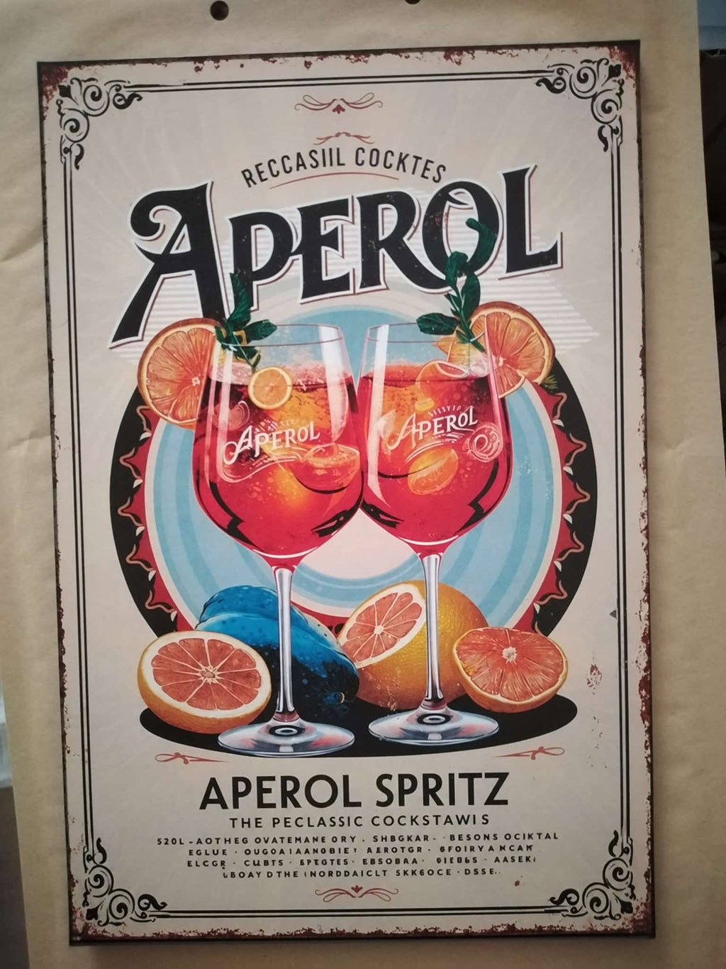 Cartel Vintage Aperol Spritz – Imagen sobre Madera