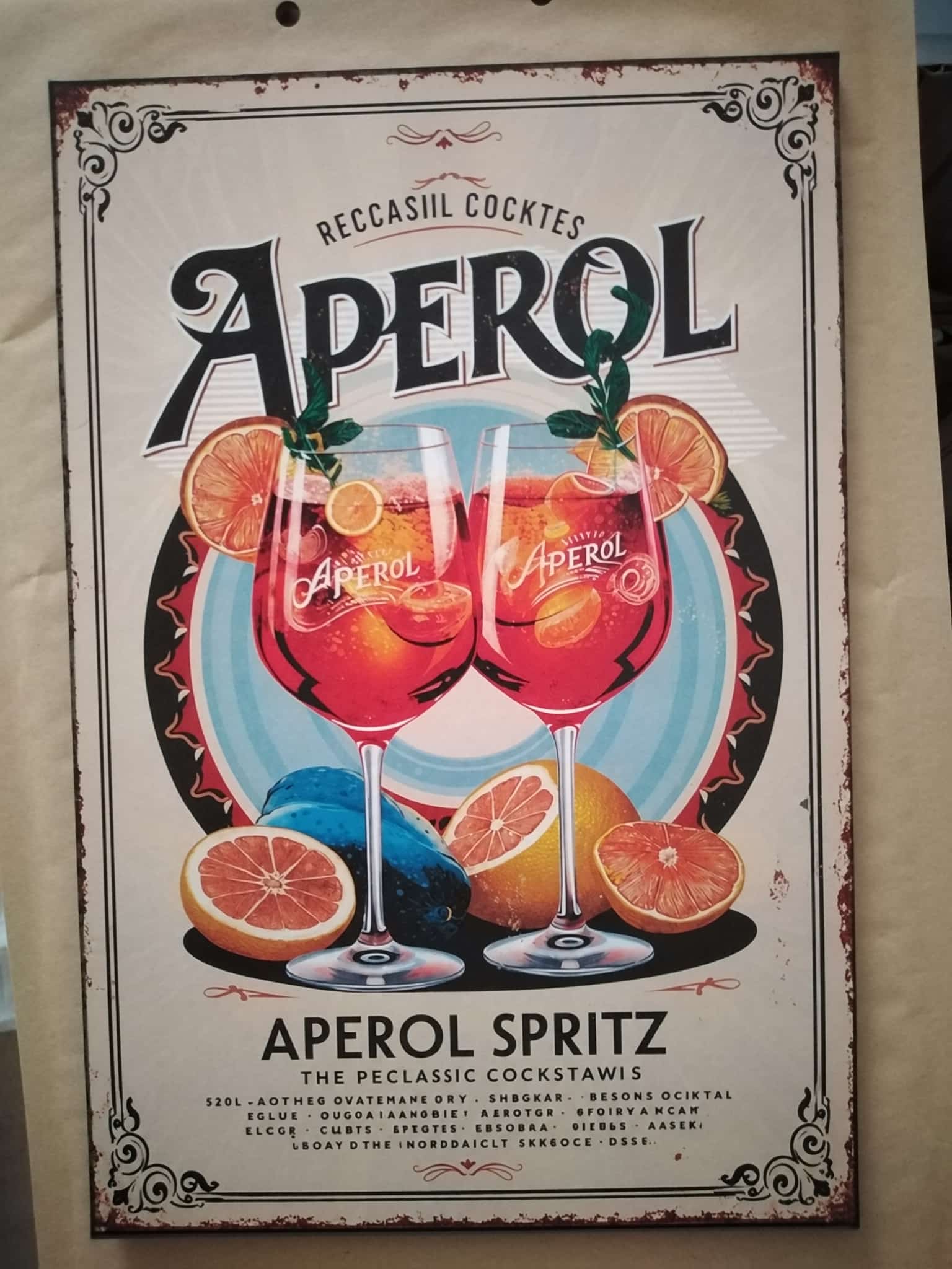 Cartel Vintage Aperol Spritz – Imagen sobre Madera