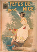 Cartel vintage Fetes de Nice 1906 Belle Epoque impreso sobre madera 19x28 cm